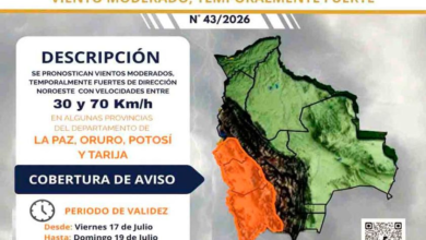 Alerta naranja en 13 municipios por vientos fuertes